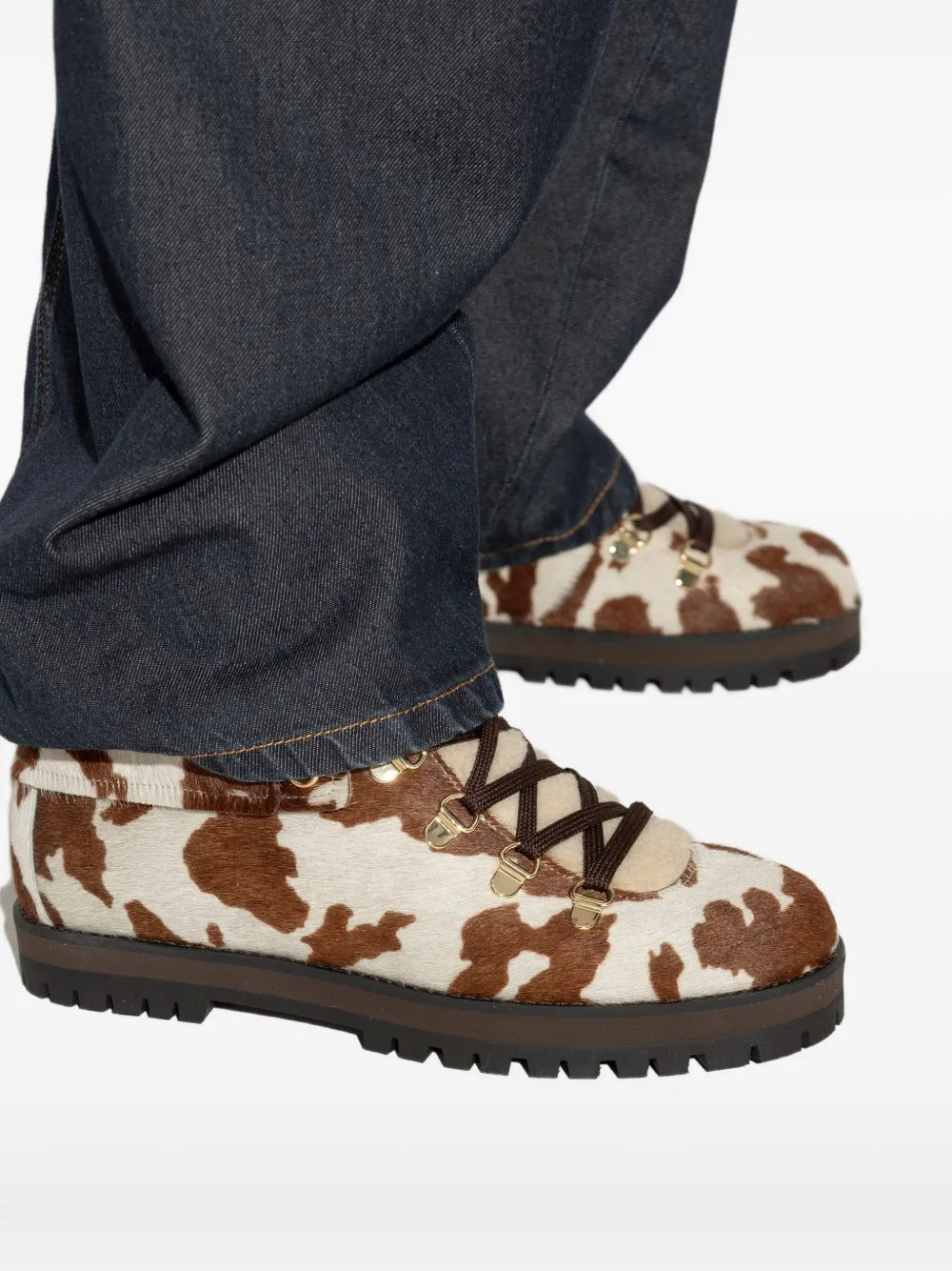 Odissi Heidi Cow-printed Hiking Boots In Multi