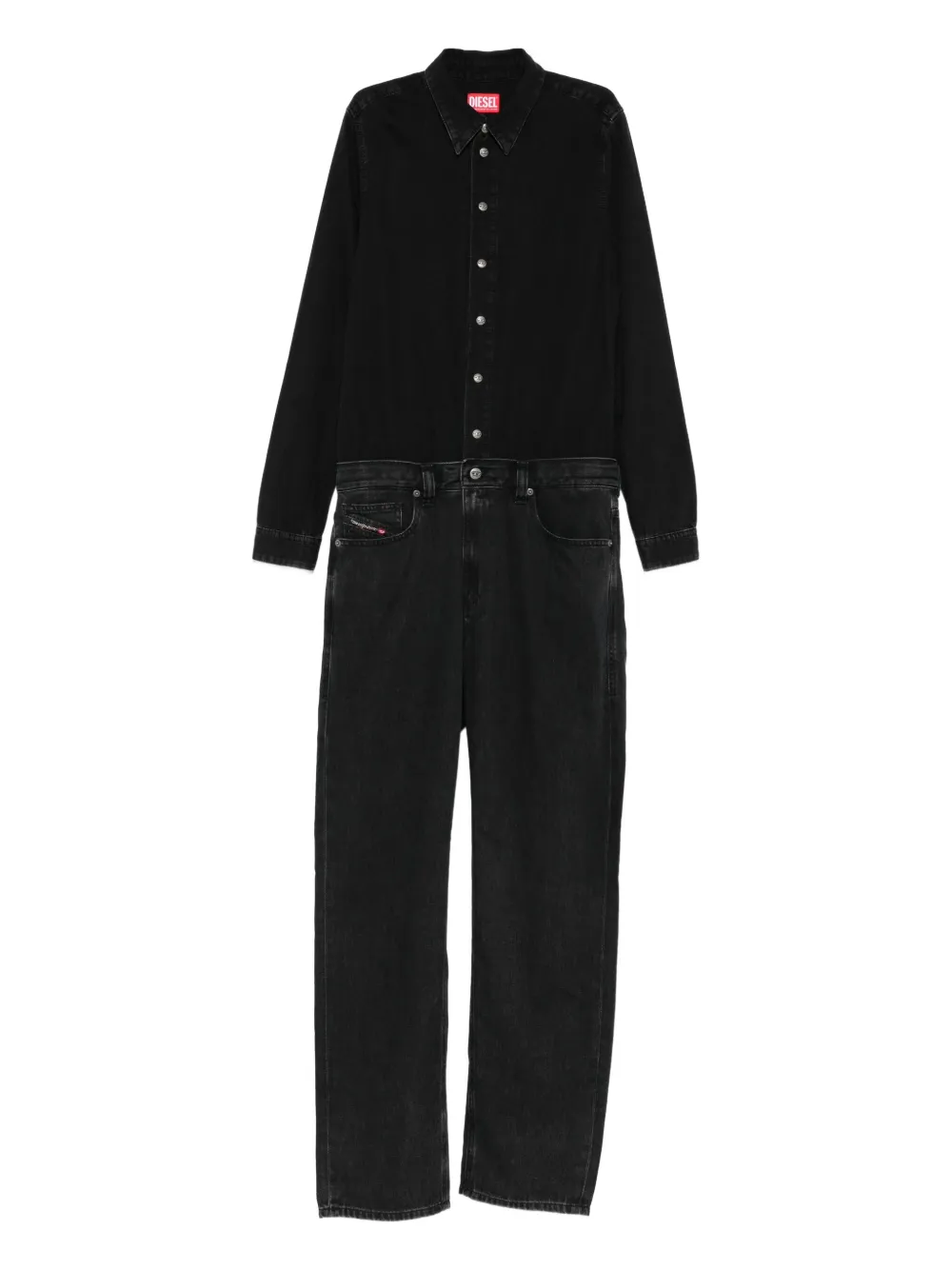 Diesel Jumpsuit met knoopsluiting Zwart