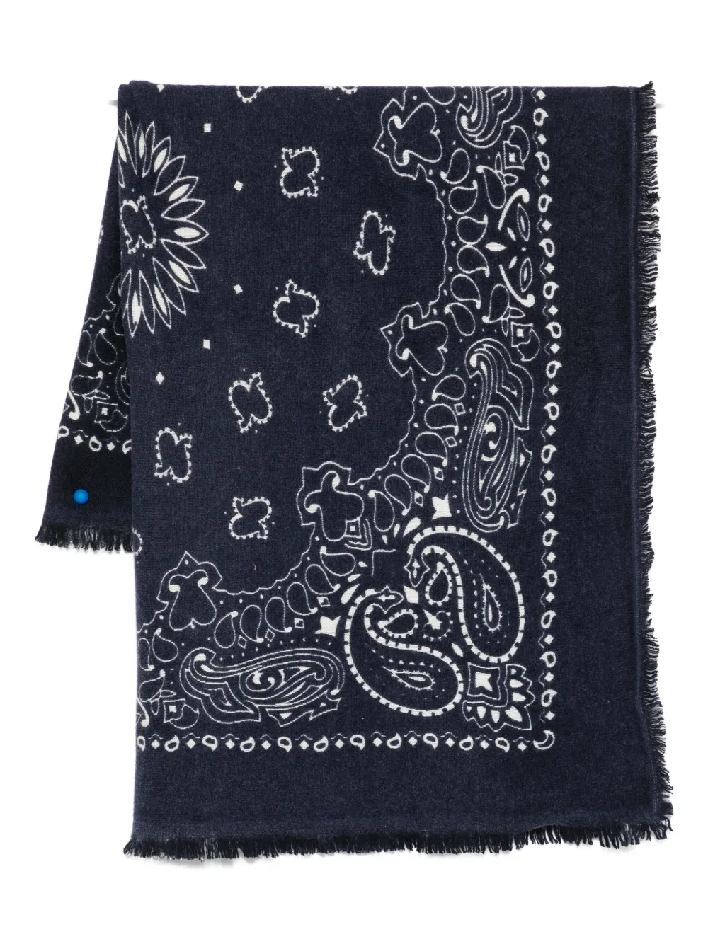 kujten Hachiko paisley-pattern fringed scarf - ブルー kujten Hachiko paisley-pattern fringed scarf - ブルー