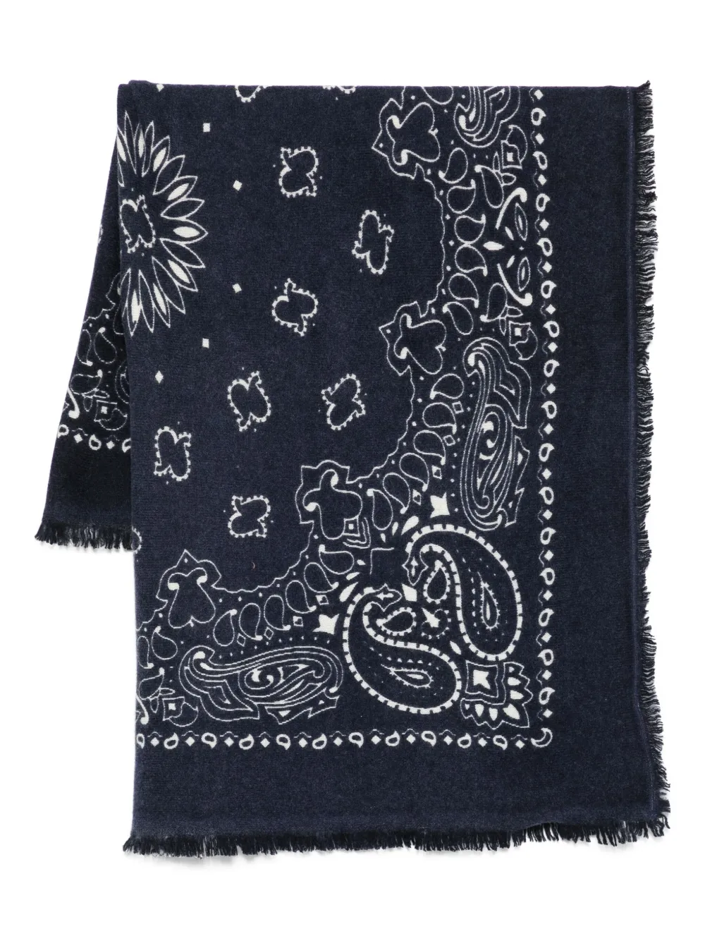 kujten Hachiko paisley-pattern fringed scarf | Blue | Image 1