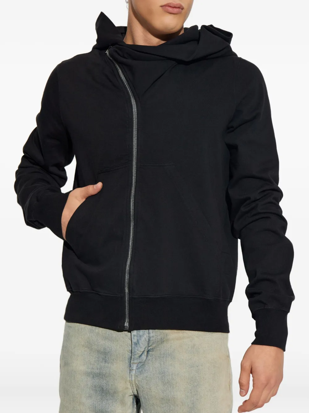 Rick Owens DRKSHDW asymmetric-zip hoodie Zwart