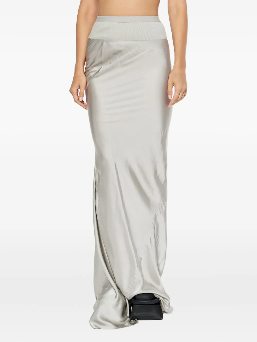 Rick Owens Rok met geribbelde tailleband Zilver