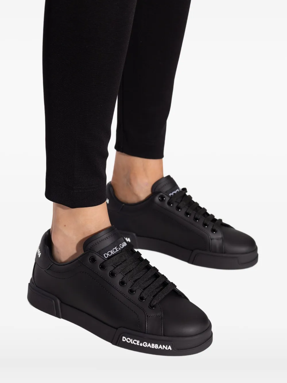 Dolce & Gabbana logo-detail leather sneakers Black