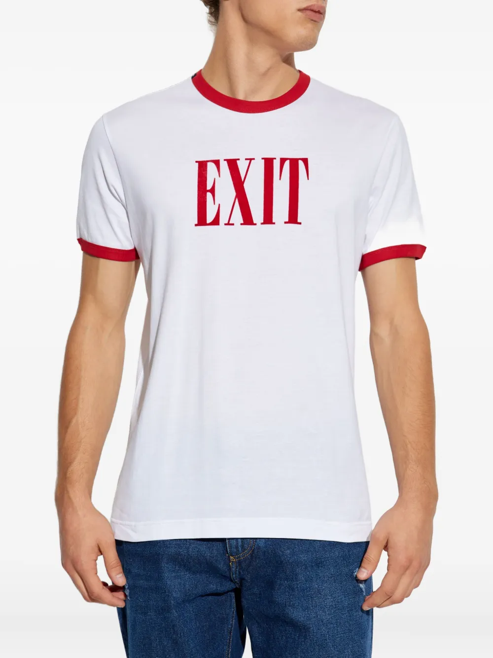 Dolce & Gabbana Graphic Print Crew Neck T-shirt With Contrast Trim In White