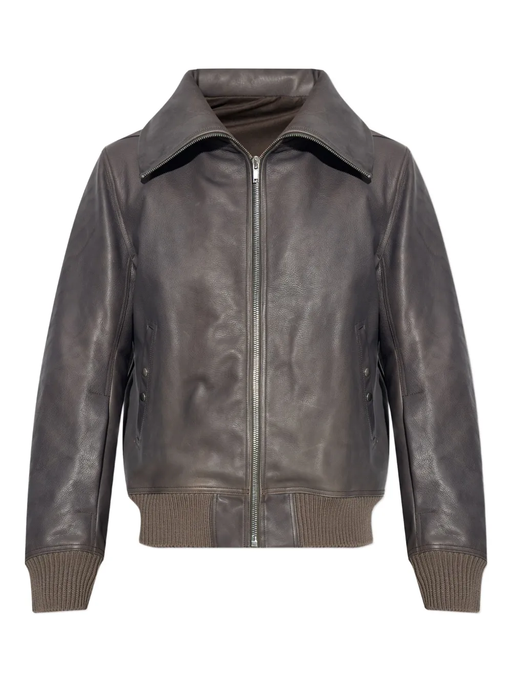 Rick Owens Blixa Dracollar ribbed-cuff leather jacket Bruin