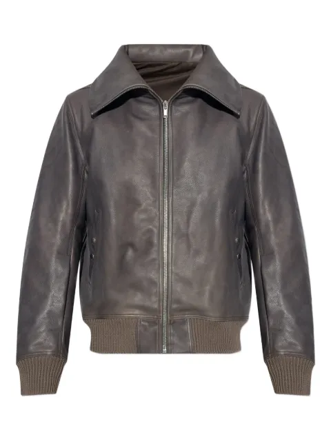Rick Owens  Blixa Dracollar ribbed-cuff leather jacket