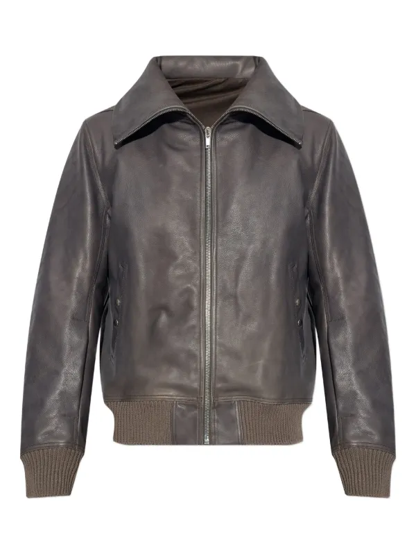 Rick Owens Blixa Dracollar レザージャケット | ブラウン