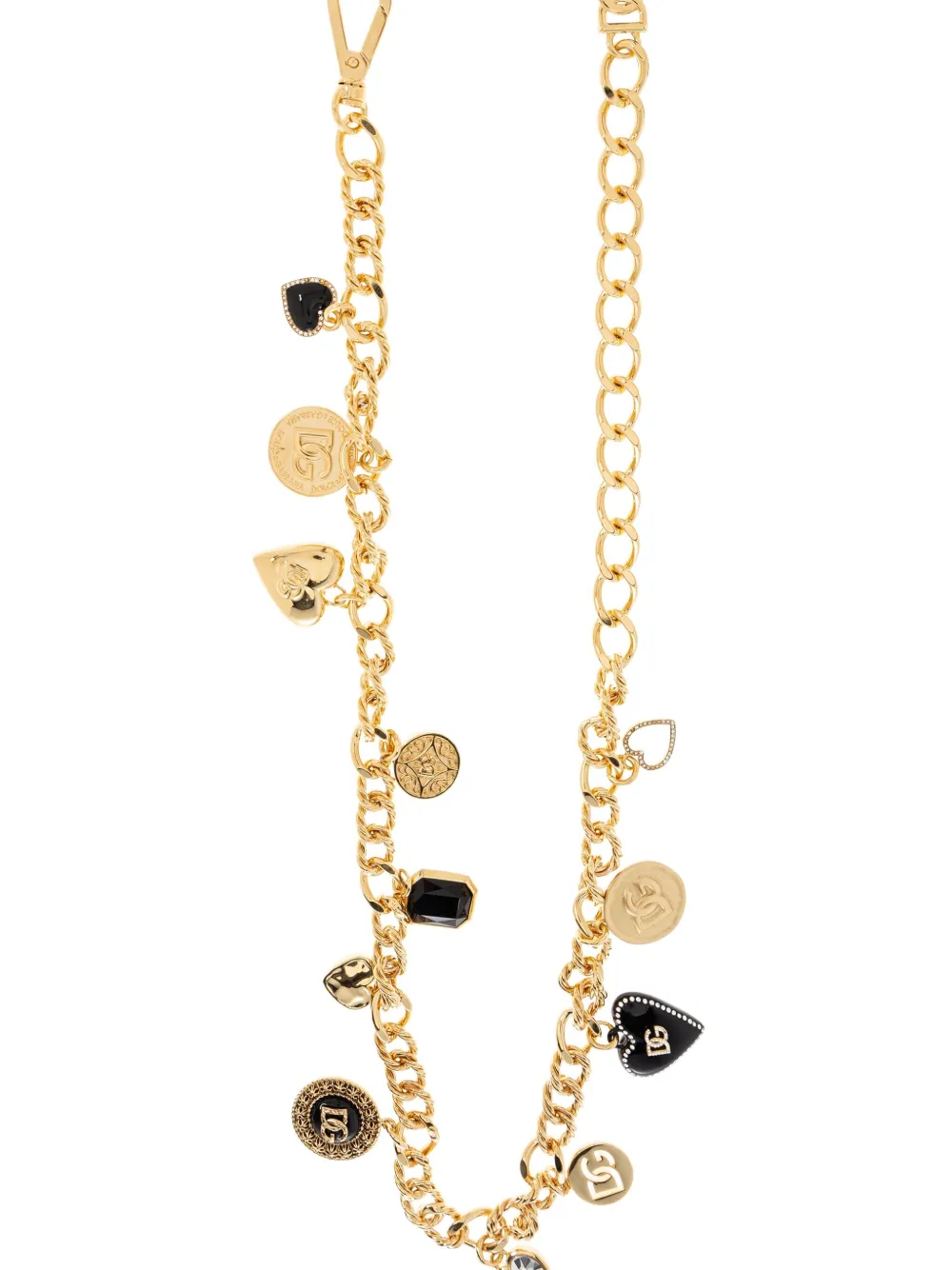 Dolce & Gabbana Logo-charm Chain Belt In Gold