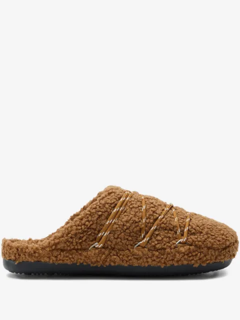 Moon Boot teddy-texture lace-up slides