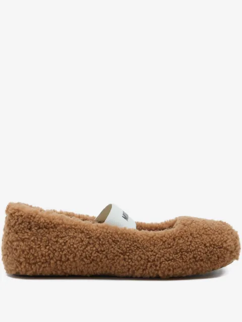 Moon Boot ballerinaskor i fårskinn med logotyprem