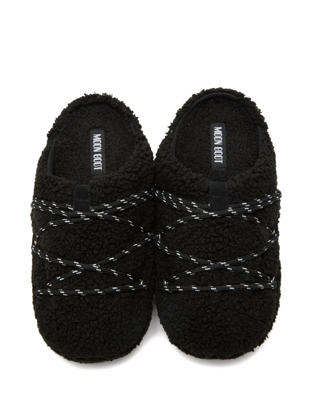 Moon Boot Teddy Lace-up Slippers In Black