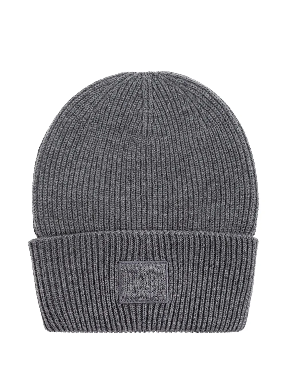 Dolce & Gabbana Ribbed Logo-patch Beanie Hat In Gray