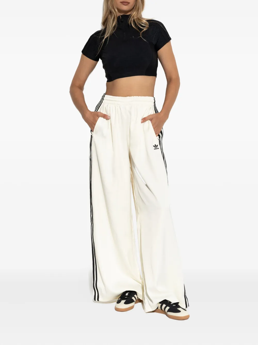 Adidas Originals Three-stripe Track Pants In Neutral