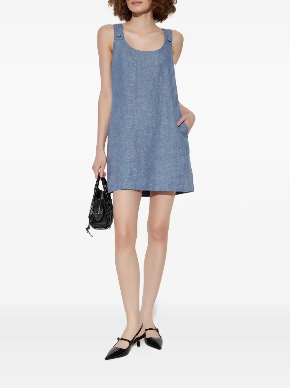 Posse button-detailing sleeveless mini day dress - Blauw