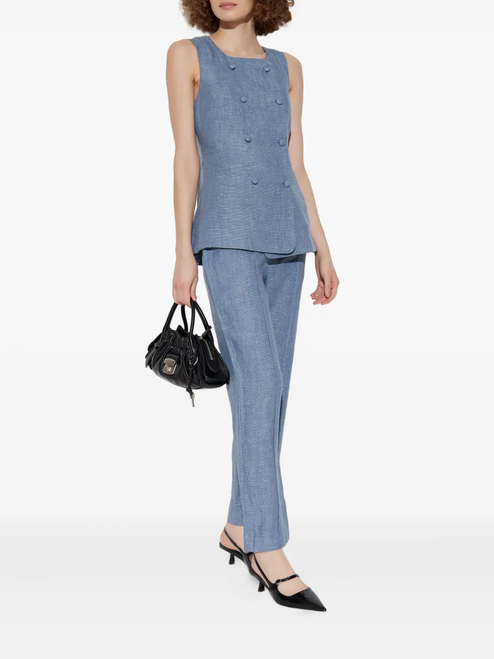 Posse elasticated-waistband crop trousers - Blauw