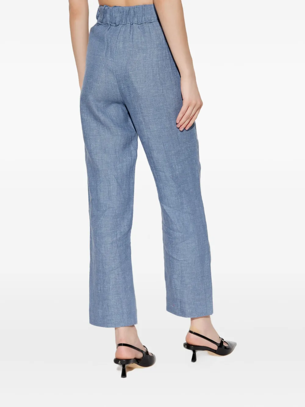 Posse Cropped broek met elastische tailleband Blauw