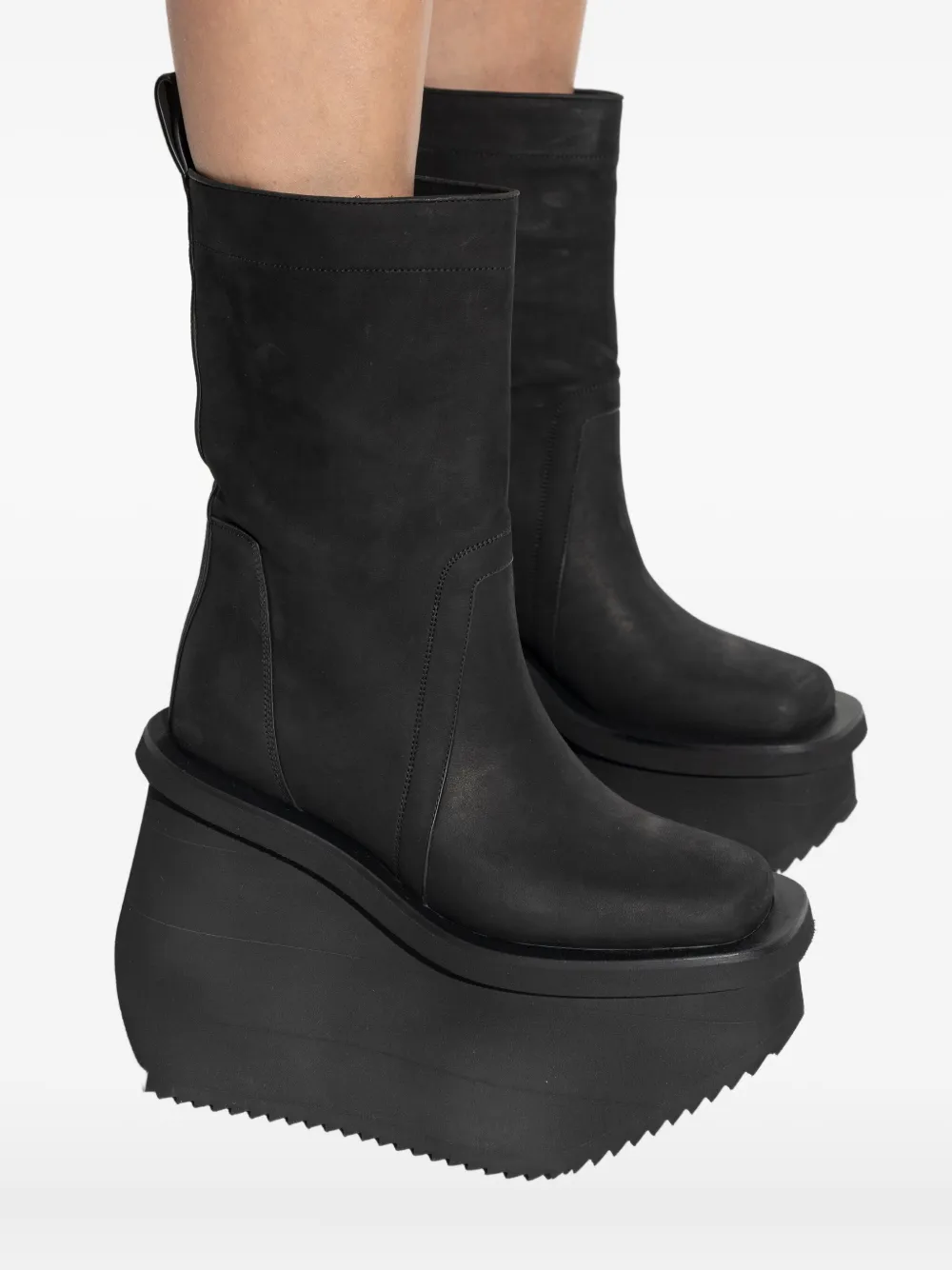 Rick Owens Platform Ankle Boots In Black