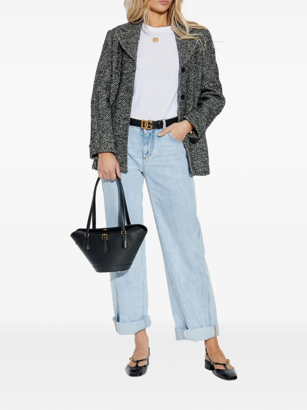 Dolce & Gabbana flap-pockets tweed jacket Grijs