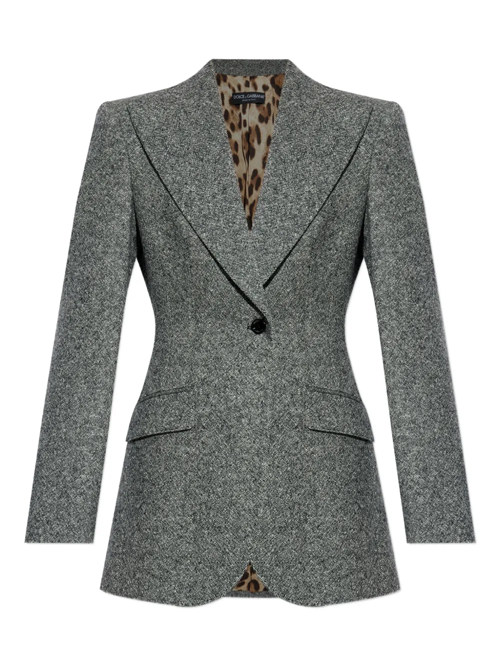 Dolce & Gabbana single-button tweed jacket Grijs