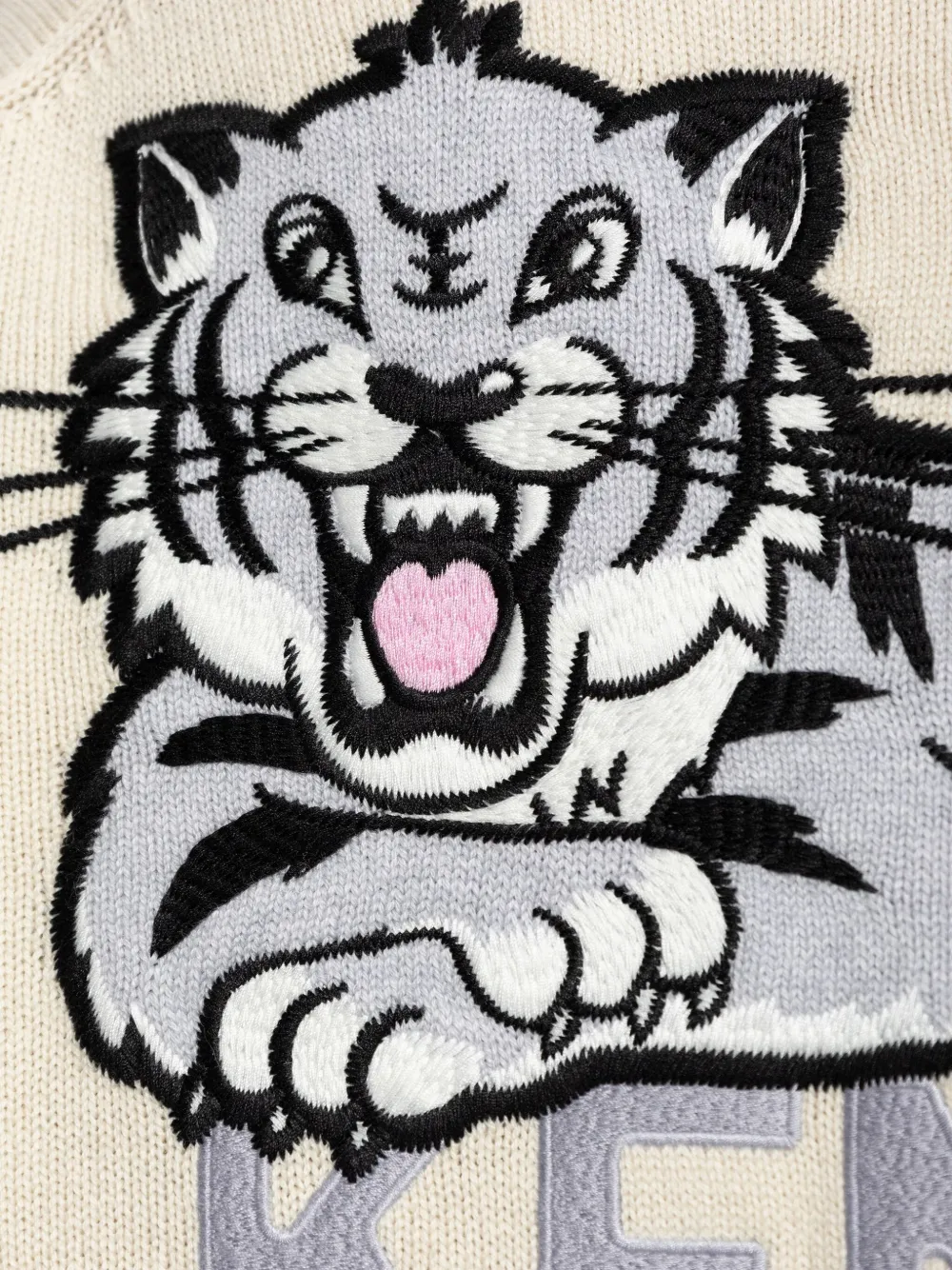 Kenzo Tiger-embroidery Buttoned Cardigan In White