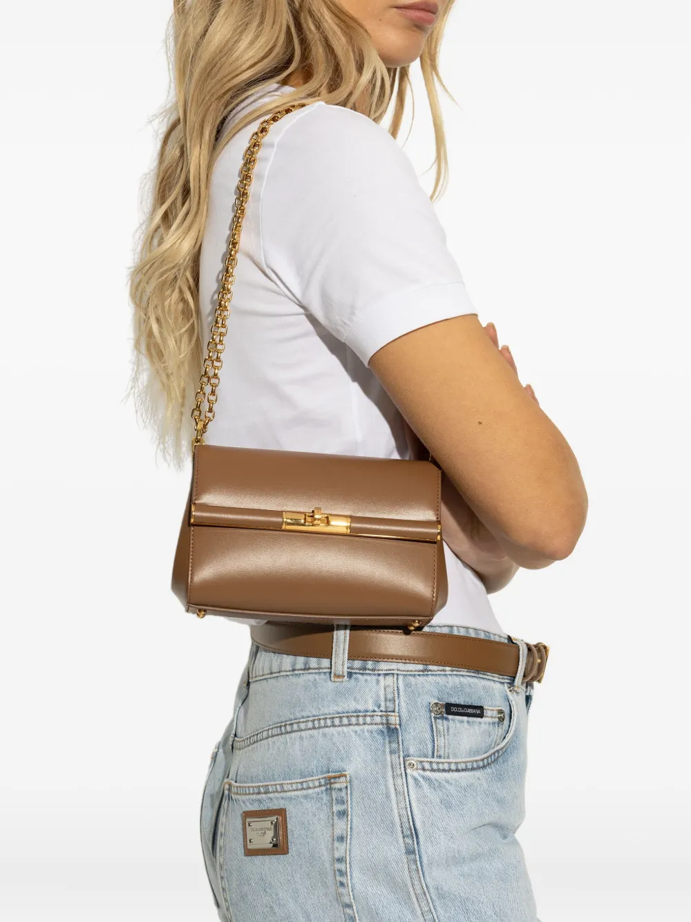 Dolce & Gabbana mini Marlene City chain-strap flap tote bag - Bruin
