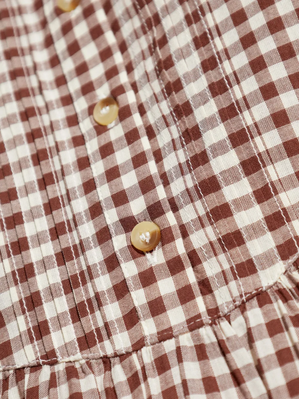 Posse Gingham Buttoned-front Top In Brown
