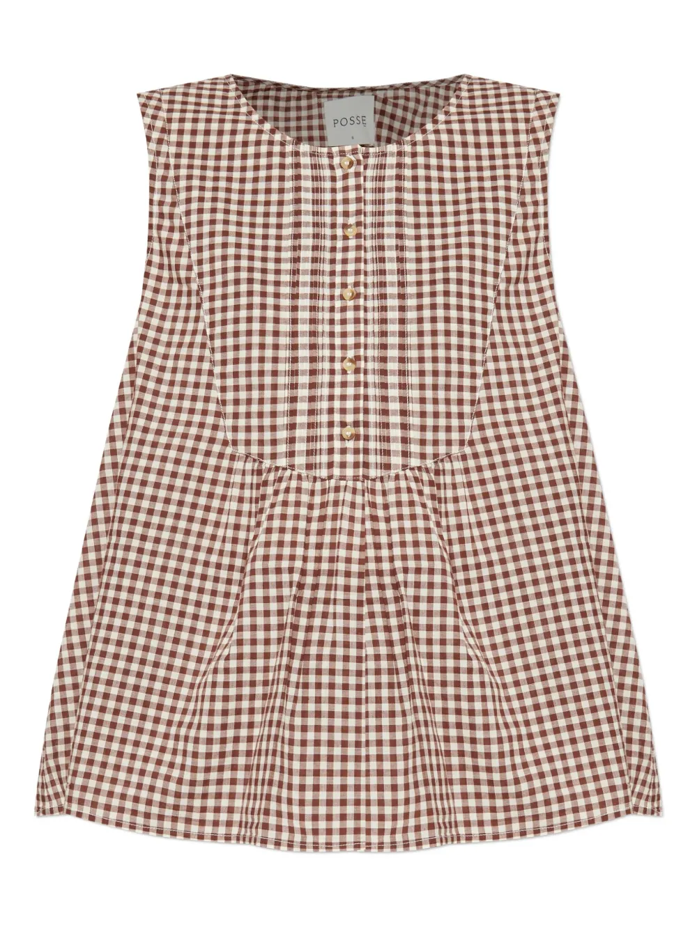 Posse gingham buttoned-front top | Brown | Image 1