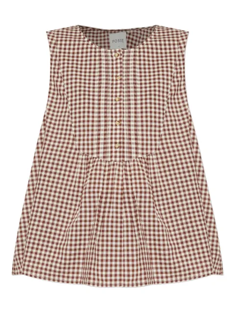 Posse gingham buttoned-front top