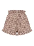 Posse gingham ruffled shorts - Brown