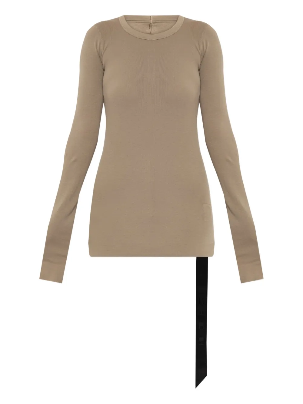 Rick Owens Drkshdw Asymmetric Hem Long Sleeve Ribbed Top In Brown
