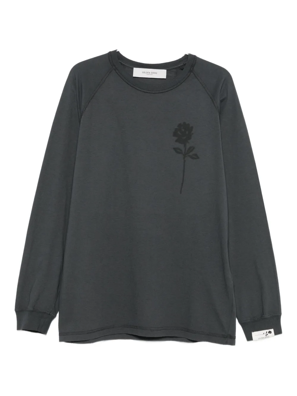 Golden Goose rose-print raglan T-shirt Grijs