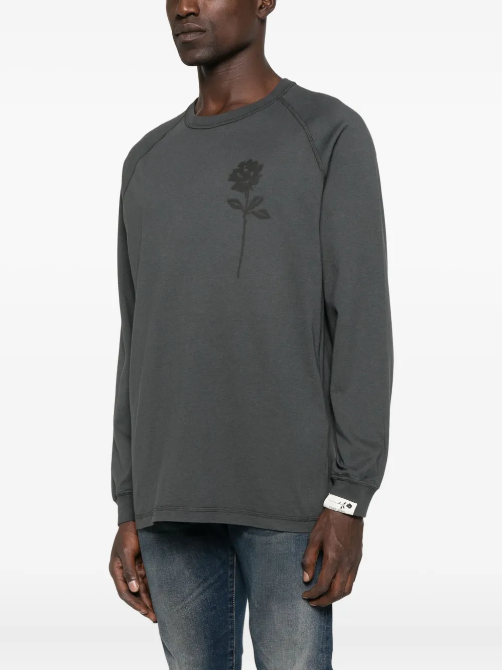 Golden Goose rose-print raglan T-shirt Grijs
