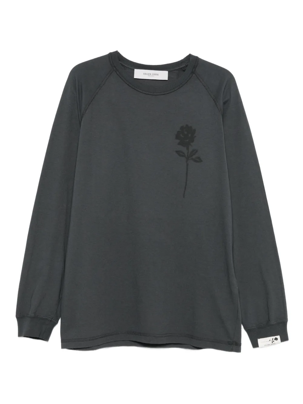 Golden Goose Raglan T-shirt met roosprint Grijs