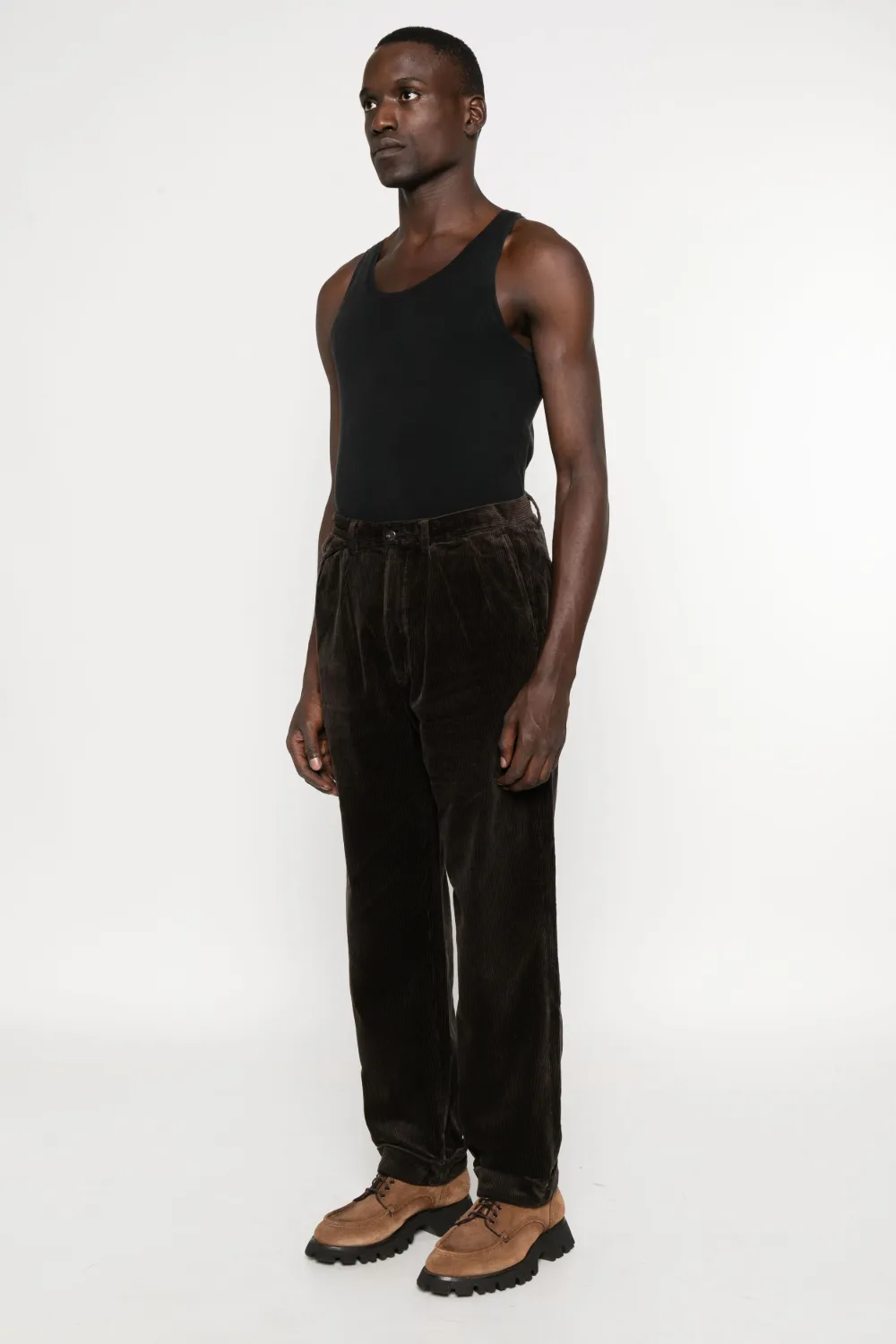 Polo Ralph Lauren Pleated Corduroy Trousers In Brown