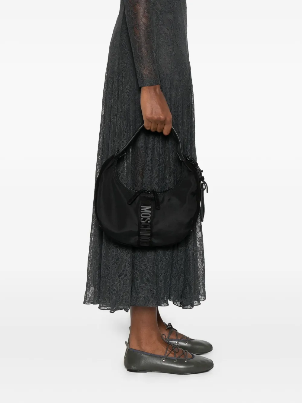 Moschino Suède schoudertas - Zwart