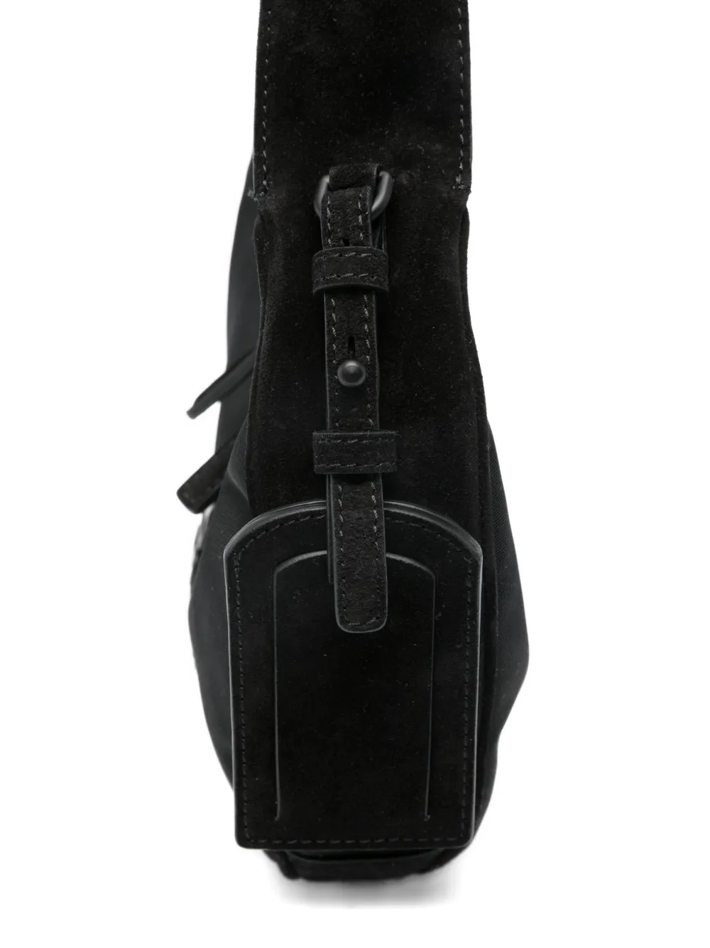 Moschino Suede Shoulder Bag In Black