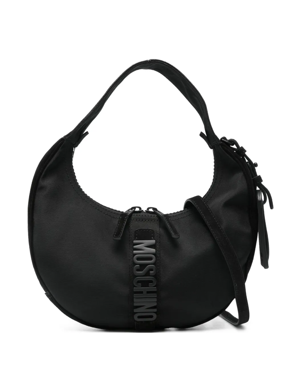 Moschino Suede Shoulder Bag In Black