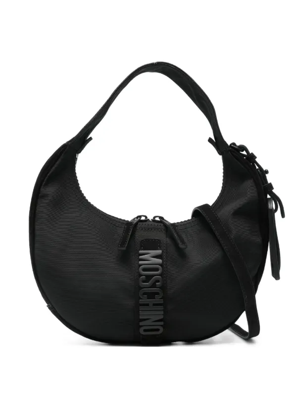Moschino Suede Shoulder Bag in Black