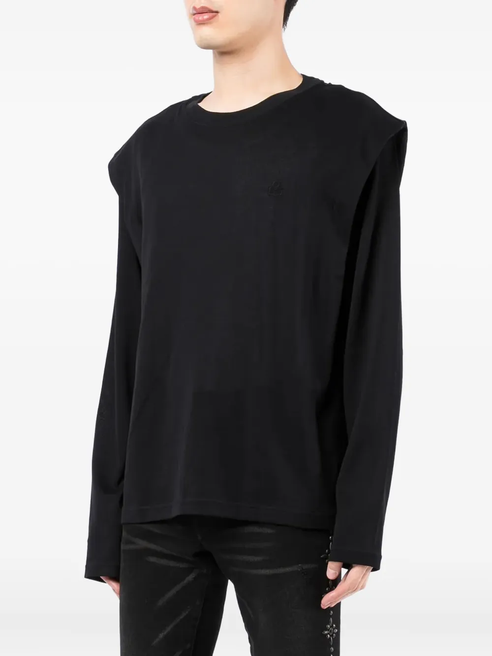 MARANT padded-shoulder cotton sweatshirt Zwart
