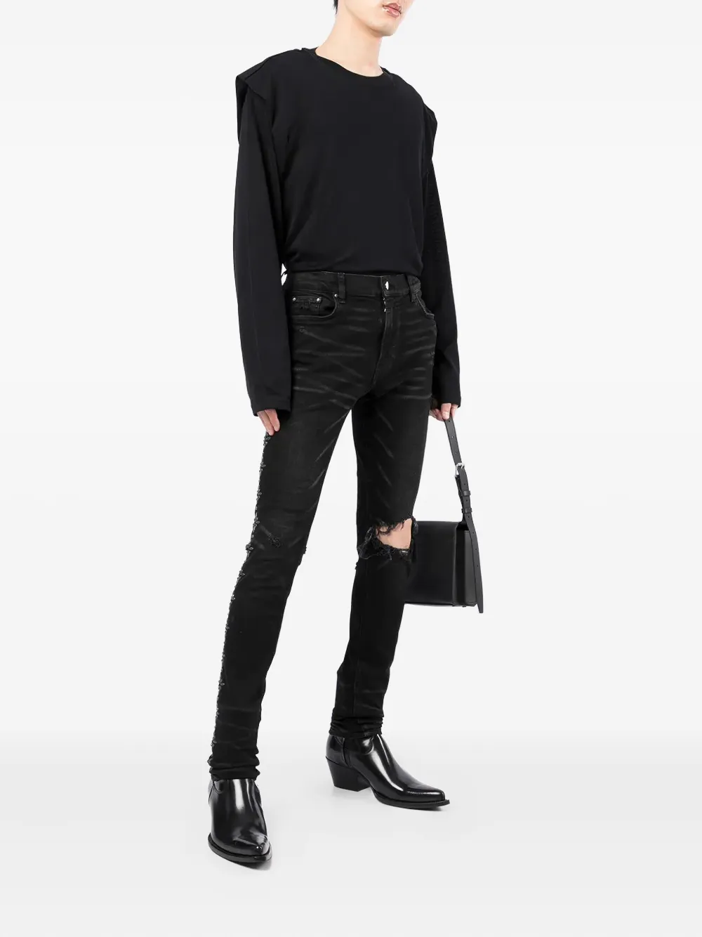 MARANT padded-shoulder cotton sweatshirt Zwart