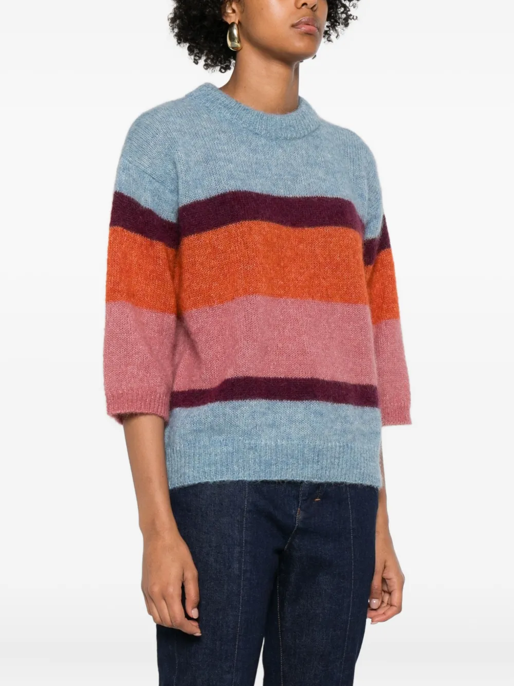 Niū Stripe-pattern Round-neck Sweater In Multi