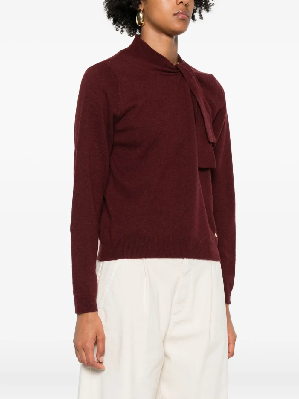 Niū Neck-tie Sweater In Burgundy