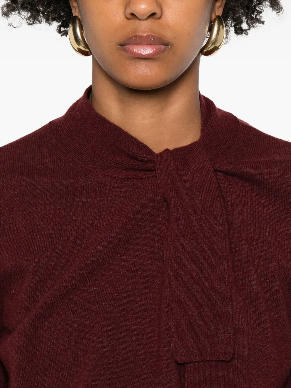 Niū Neck-tie Sweater In Burgundy