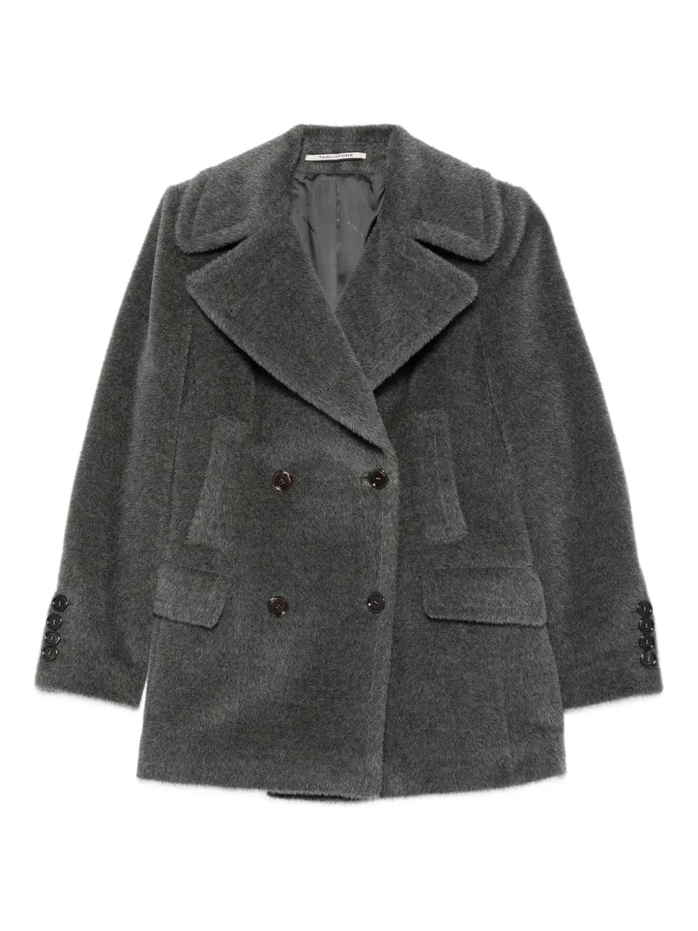 Tagliatore Double-breasted Notched Coat In Gray