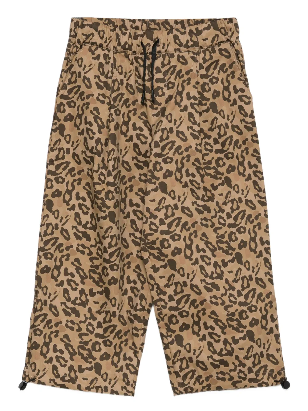 Msgm Kids' Leopard-print Drawstring Trousers In Brown