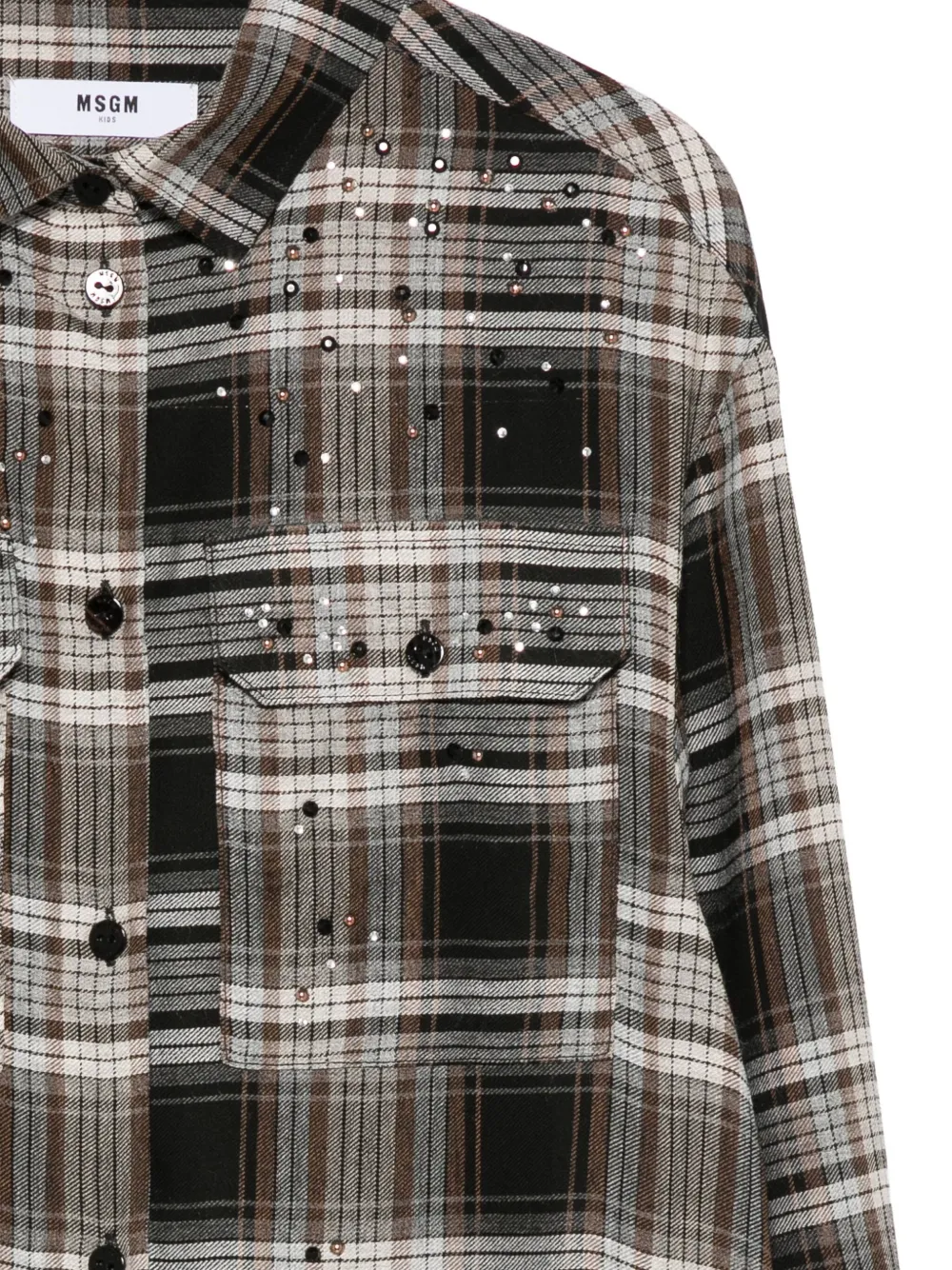 MSGM Kids checked embellished shirt Bruin
