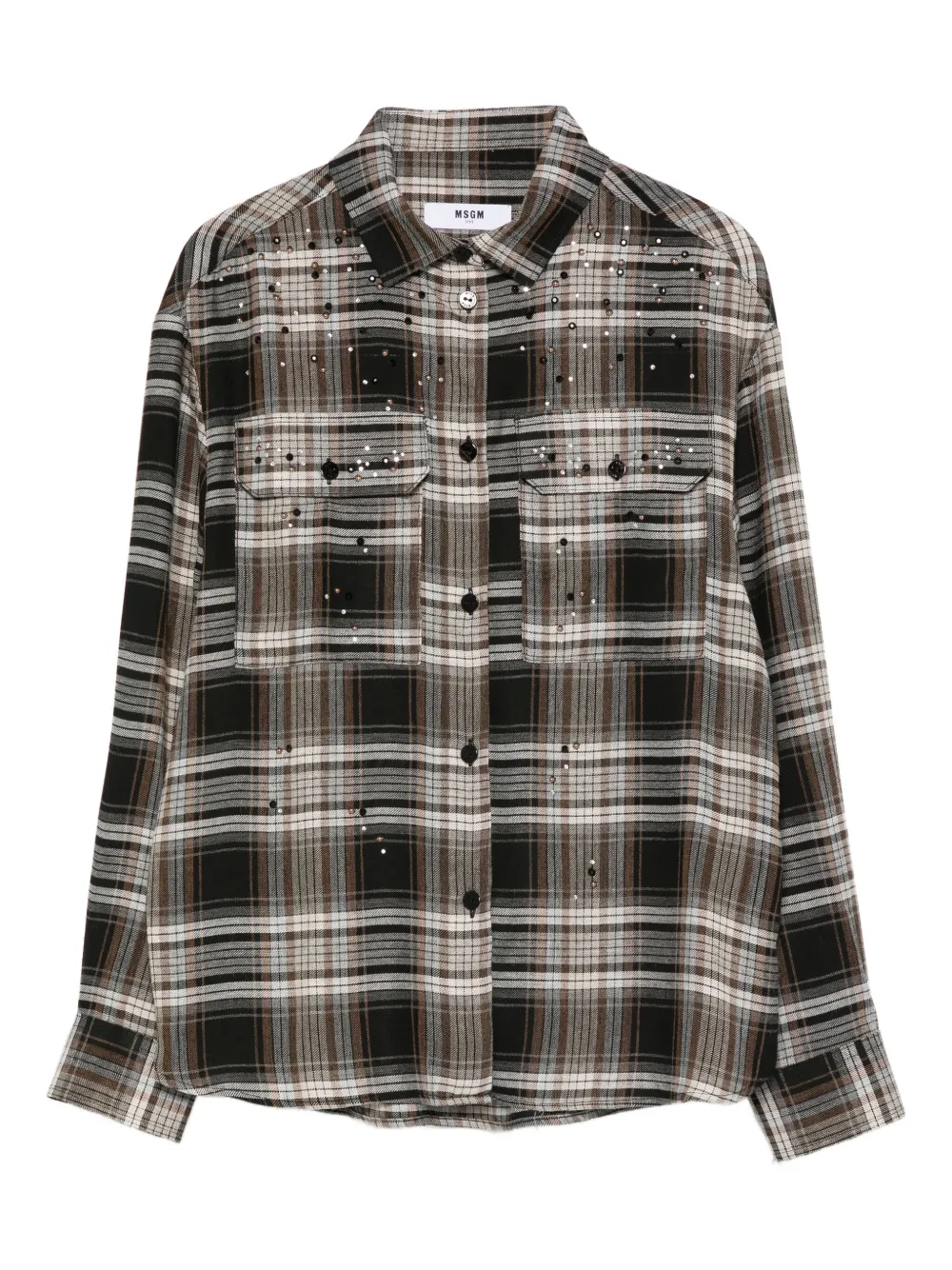 MSGM Kids checked embellished shirt Bruin