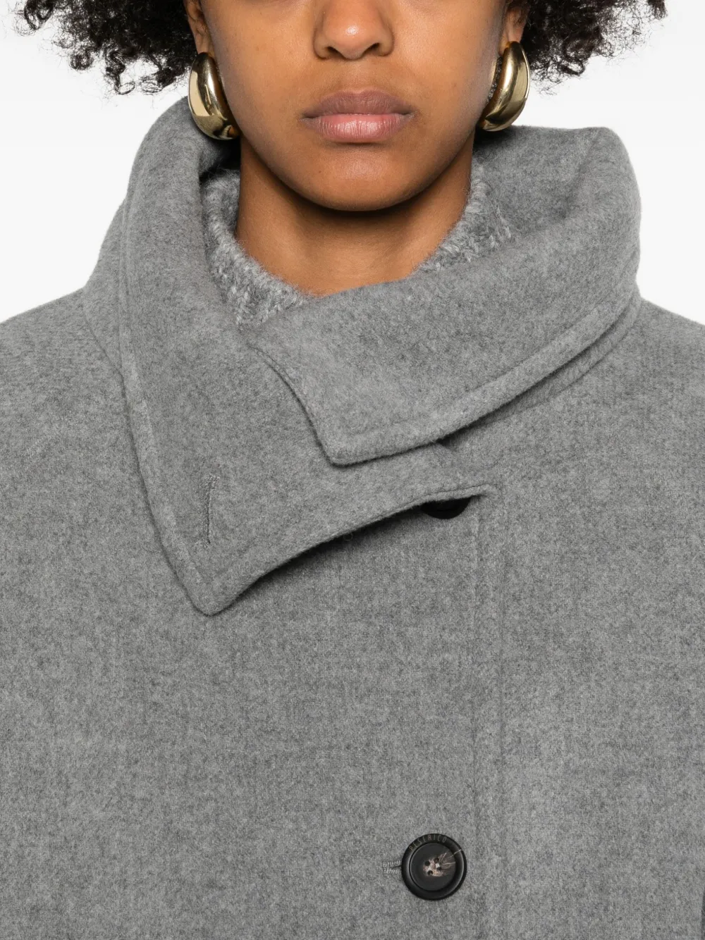 Peserico High-neck Buttoned Jacket In Gray