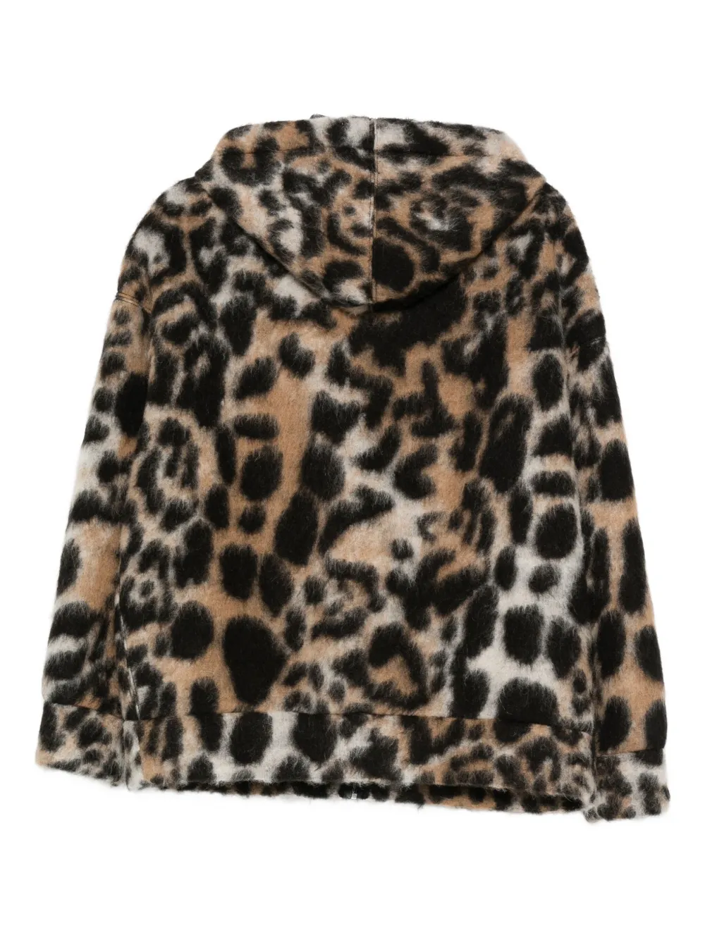 Nº21 leopard-print hooded coat - Zwart