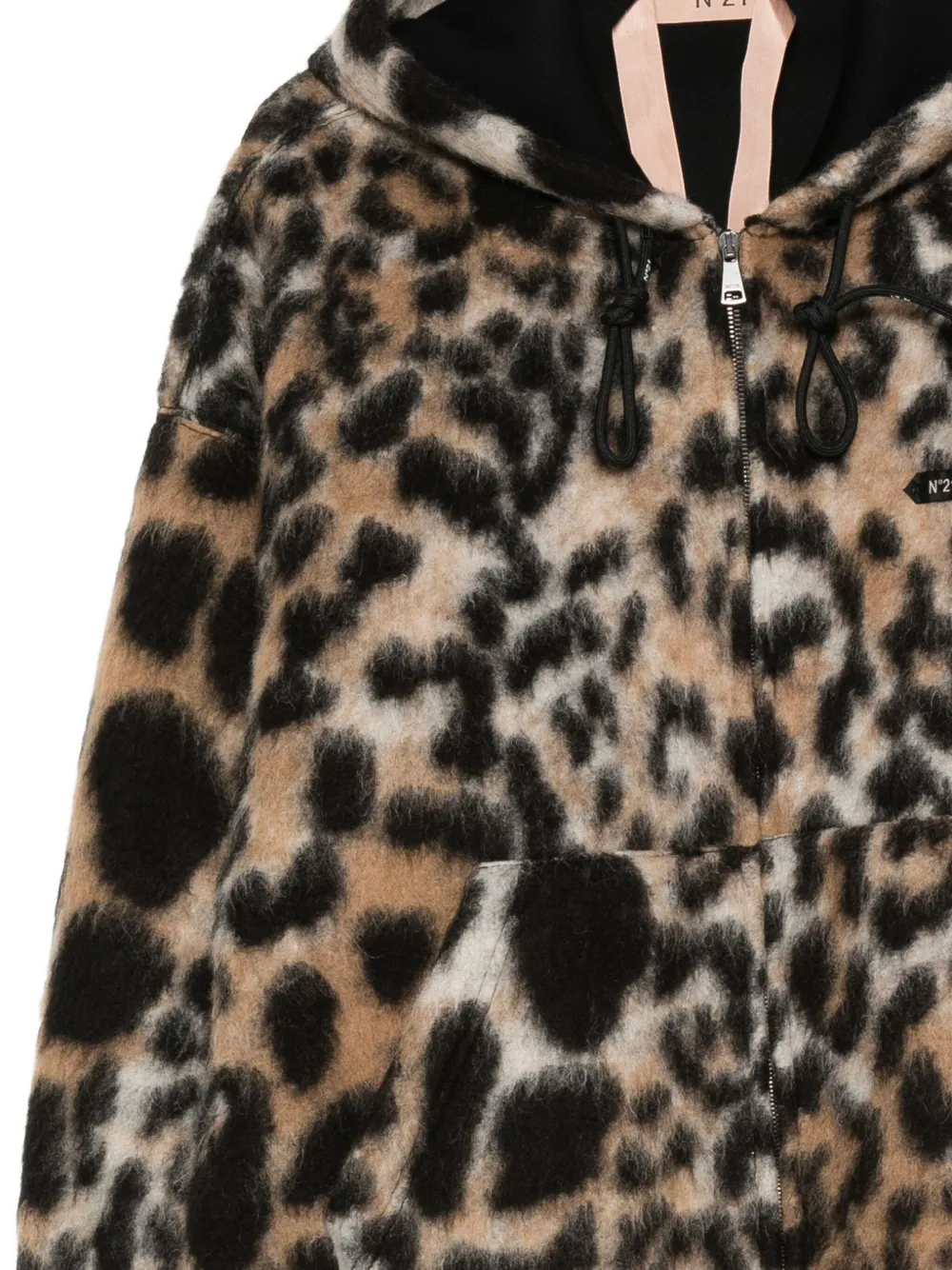 N°21 Leopard-print Hooded Coat In Brown